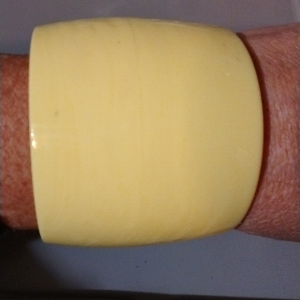 Vintage Extra wide sunshine yellow bangle bracelet (sku 7138)
